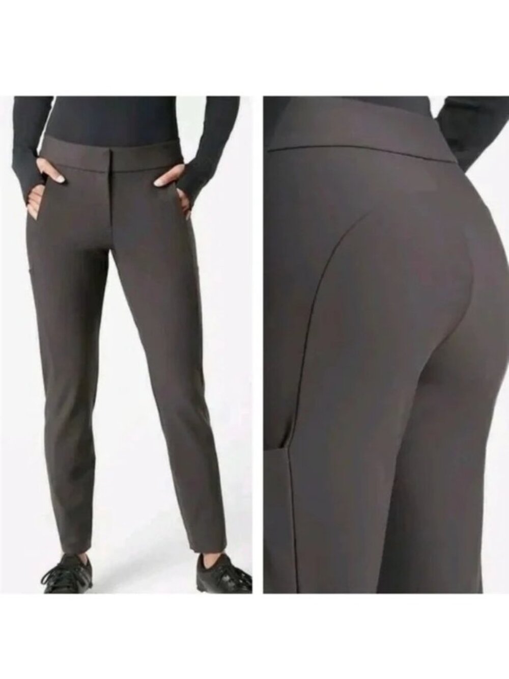 Athleta Chocolate Brown Stellar Modern Ankle Zip Trouser Pants Womens Size 2